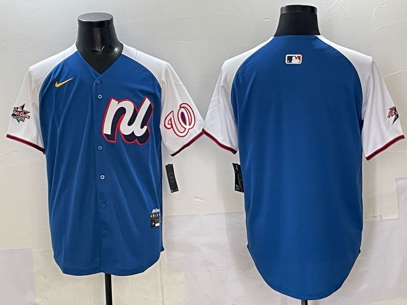 Men Washington Nationals Blank Blue All star 2025 Nike MLB Jersey style 02->washington nationals->MLB Jersey